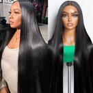 Peruca frontal de renda Mziio Straight 34cm 200% Density HD Lace