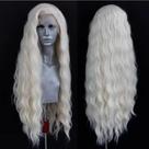 Peruca frontal de renda sintética ELESTY, cabelo loiro branco ondulado longo Peruca frontal de renda sintética ELESTY, cabelo loiro branco ondulado longo