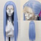 Peruca frontal de renda sintética ELESTY Ice Blue Hair 60cm