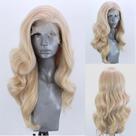 Peruca frontal de renda sintética ELESTY Long Wavy Blonde 60cm