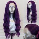 Peruca frontal de renda sintética ELESTY Long Wavy Purple 60cm