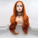 Peruca frontal de renda sintética ELESTY Orange Long Wavy 60cm Peruca frontal de renda sintética ELESTY Orange Long Wavy 60cm