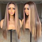 Peruca frontal de renda sintética FABÉLLE Pink Highlight 66cm para mulheres Peruca frontal de renda sintética FABÉLLE Pink Highlight 66cm para mulheres