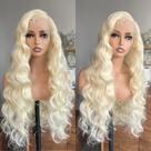 Peruca frontal de renda sintética LOLYDEER 32cm Blonde Loose Wave