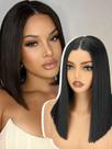 Peruca frontal de renda sintética NOSTALGIA Glueless 14 cm Bob para mulheres
