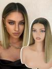 Peruca frontal de renda sintética NOSTALGIA Ombre Blonde 35cm para mulheres