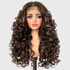Peruca frontal de renda sintética SOKU Long Curly de 22 polegadas para mulheres negras