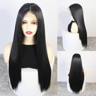 Peruca frontal de renda sintética WXHWCX Long Straight 24 polegadas preta