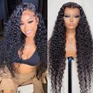 Peruca frontal de renda SNJON Water Wave 18" Cabelo humano com 180% de densidade Peruca frontal de renda SNJON Water Wave 18" Cabelo humano com 180% de densidade