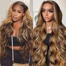 Peruca frontal de renda Sunelk Honey Blonde Ombre Human Hair 70cm Peruca frontal de renda Sunelk Honey Blonde Ombre Human Hair 70cm