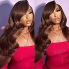 Peruca frontal de renda Tiwugi Chocolate Brown 50 cm Body Wave 180% Peruca frontal de renda Tiwugi Chocolate Brown 50 cm Body Wave 180%