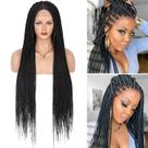 Peruca frontal de renda trançada Fecihor Knotless Box Braid 36" preta