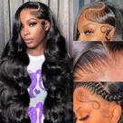 Peruca frontal de renda Uonoco 32cm Body Wave 200 Density Human Hair