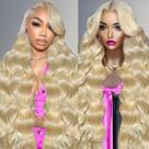 Peruca Frontal de Renda WAQI 30 Polegadas - Cabelo Humano Loiro 613 Body Wave Peruca Frontal de Renda WAQI 30 Polegadas - Cabelo Humano Loiro 613 Body Wave