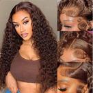 Peruca frontal de renda WPPIKK Chocolate Brown 60 cm de cabelo humano