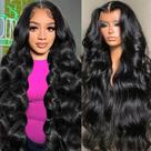 Peruca GBUN de 34 polegadas Body Wave HD Lace Front 200 Density