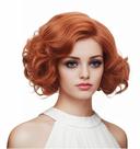 Peruca Gerulyss Short Copper Red Wavy Synthetic para mulheres