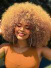 Peruca GKTineke Afro 35cm de cabelo sintético loiro para mulheres negras
