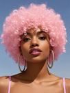 Peruca GKTineke Pink Afro 20cm 70s Disco para mulheres negras