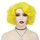 Peruca GNIMEGIL amarela de cabelo curto encaracolado Big Bob para mulheres