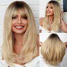 Peruca HAIRCUBE Ombre Blonde longa reta com franja de 50 cm para mulheres Peruca HAIRCUBE Ombre Blonde longa reta com franja de 50 cm para mulheres