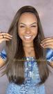 Peruca Half Wig Kosher Cabelo Humano Castanho Claro 009 - 65 cm