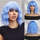 Peruca Haoland Curly Short Bob Azul Sintética 36cm