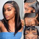 Peruca HIRIREMY Bob Human Hair 13x4 HD Lace Frontal 40cm Preta