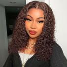 Peruca HIRIREMY Chocolate Brown Deep Wave BOB Lace Front 40cm