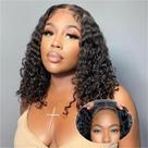 Peruca HIRIREMY Curly Bob Human Hair Deep Wave 14" para mulheres negras