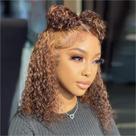 Peruca HIRIREMY Curly Bob Human Hair Deep Wave 35 cm 13x4 HD Lace