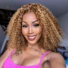 Peruca HIRIREMY Ombre Highlight Deep Wave Curly BOB Lace Front