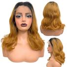 Peruca humana front lace 13x6 preta ombre loiro mel 40cm