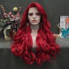 Peruca IMSTYLE vermelha sintética longa ondulada de 26 polegadas para mulheres Peruca IMSTYLE vermelha sintética longa ondulada de 26 polegadas para mulheres