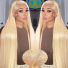 Peruca Indono Blonde 613 Human Hair 220 Densidade 32 polegadas de renda frontal