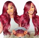 Peruca Jewhaut Wear and Go, sem cola, 99 m, cor de vinho, 60 cm, cabelo humano