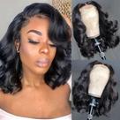 Peruca Jolanly Wavy Bob 30 cm Cabelo humano com renda frontal 13x4 180%