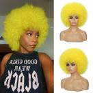 Peruca JSDShine Yellow Afro para mulheres, cabelo sintético com franja