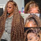 Peruca Juviso 30" Loiro Mel Deep Wave 200% Densidade