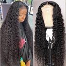 Peruca Kiss Love Glueless Human Hair, 24 polegadas, onda profunda, 200% de densidade