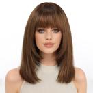 Peruca KKU 14", marrom ombre, em camadas, cabelo humano liso