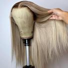 Peruca koinu Ash Blonde Human Hair 13x4, renda frontal, 200% 26in