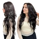 Peruca Lace C/ Micro Pele Ondulada 60cm Preta + touca