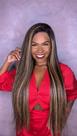 Peruca Lace Front Cabelo Humano Carolina - 80cm - Mechas Loiro