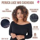 Peruca Lace Wig Cacheada Afro 100% Bio Organica - Cheia -Com Pentes e Reguladores - Sem Brilho