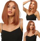 Peruca Lace wig Curta Bob Ruiva Fibra premium