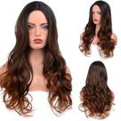 Peruca Lace wig Fibra Organica 60cm chocolate com Mechas
