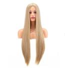 Peruca Lace Wig Sem Franja Fibra Premium Loiro Escuro 70 cm