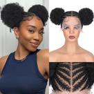 Peruca Lady Miranda Full Lace Trançada Afro Puff para mulheres negras