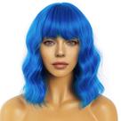 Peruca LANCAINI Short Bob Wavy com franja azul sintética